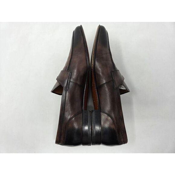 BALLY BRENT BROWN BLACK BURNISHED LEATHER PENNY LOAFER MENS SIZE 11.5 EEE WIDE main image 5